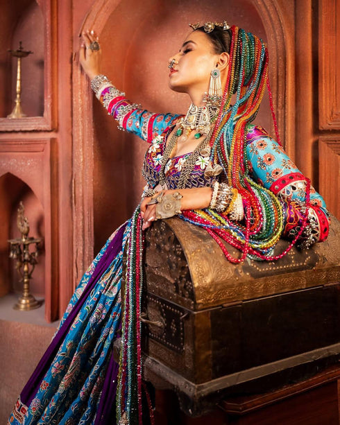 Trending Purple Navratri Chaniya Choli with Mirror Work
