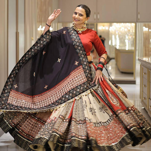 Navratri Special Muslin Cotton Mirror Work Chaniya Choli