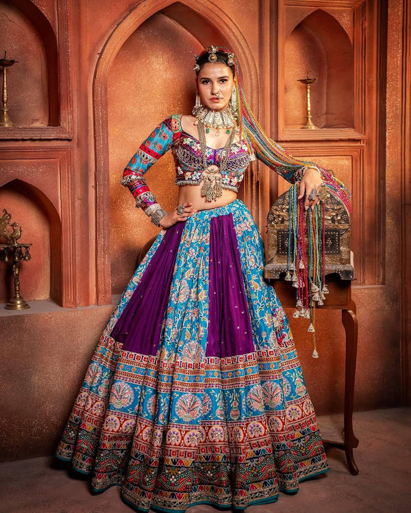 Trending Purple Navratri Chaniya Choli with Mirror Work