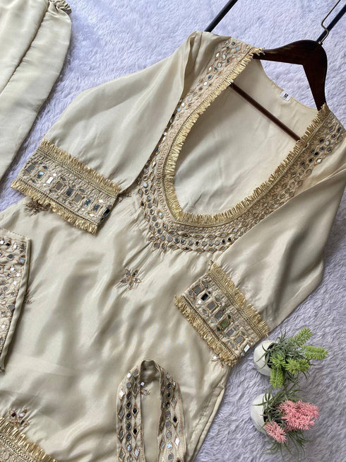 Soft organza top with embroidery and cut work detailing