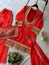 Organza Embroidered Cut Work Top with Plazzo and Dupatta
