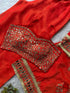 Organza Embroidered Cut Work Top with Plazzo and Dupatta