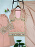 Organza Embroidered Cut Work Top with Plazzo and Dupatta