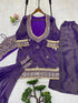 Organza Embroidered Cut Work Top with Plazzo and Dupatta