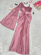 Pure Japan satin Rose gold Ready to wear saree with Sequins work Blouse