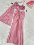 Pure Japan satin Rose gold Ready to wear saree with Sequins work Blouse