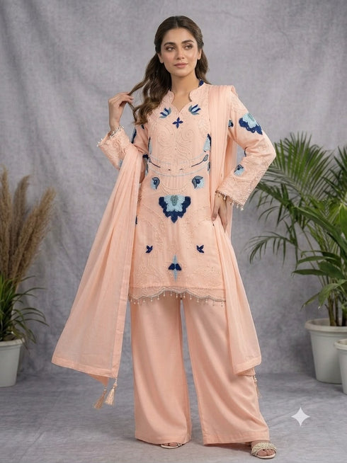 Women's Mustard Floral Printed Cambric Cotton Kurta