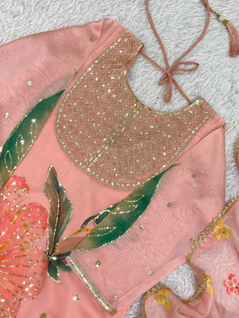 Complete organza sarara set for wedding and festive wear