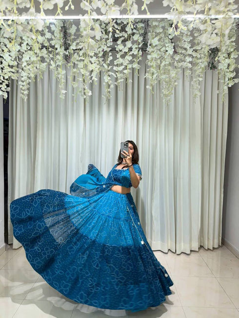 Navratri Georgette Full Stitched Lehenga Choli with Mirror Work