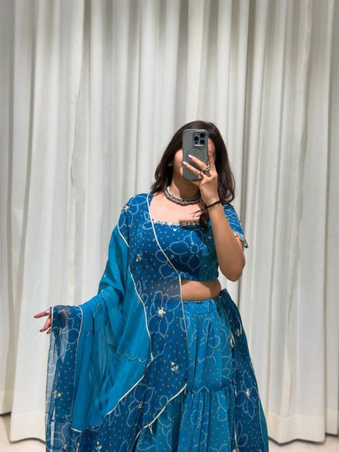 Navratri Georgette Full Stitched Lehenga Choli with Mirror Work