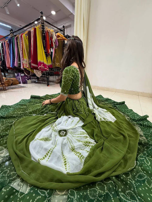 Navratri Georgette Full Stitched Lehenga Choli with Mirror Work