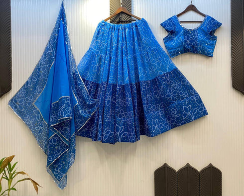 Navratri Georgette Full Stitched Lehenga Choli with Mirror Work