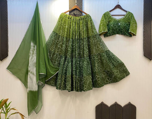 Navratri Georgette Full Stitched Lehenga Choli with Mirror Work