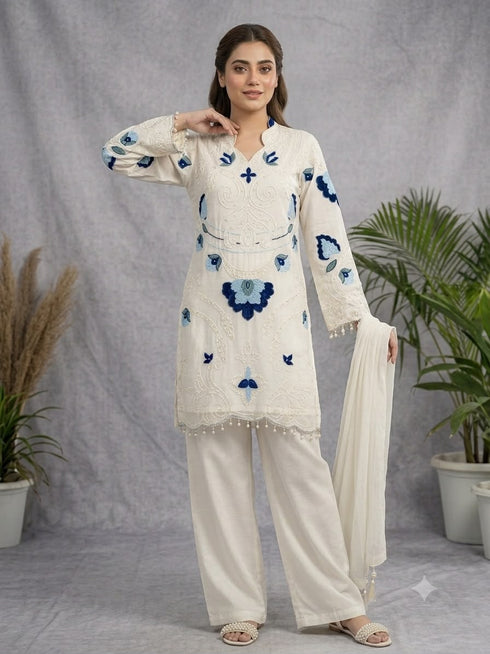 Women's Mustard Floral Printed Cambric Cotton Kurta