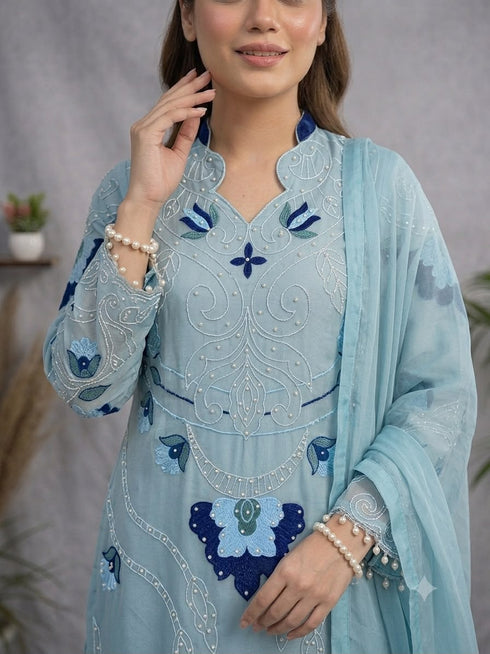 Women's Mustard Floral Printed Cambric Cotton Kurta