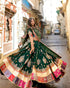 Bottle green lehenga choli with digital print