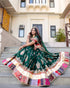 Green muslin cotton chaniya choli with georgette dupatta