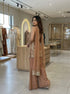 Rose gold coss moss top with plazzo and belt dupatta