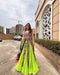Neon green georgette ruffle Navratri lehenga choli