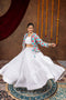 White rayon ruffle Navratri lehenga with mirror work koti