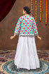 Multicolour embroidered koti with real mirror work