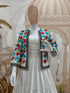 Navratri white lehenga koti set full look