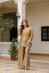 Gold Banarasi viscose co-ord set with beads embroidery